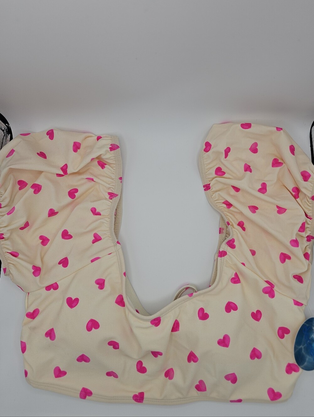 NWT Decree Pink Heart Ruched Strap Bikini Top Medium - Super Cute